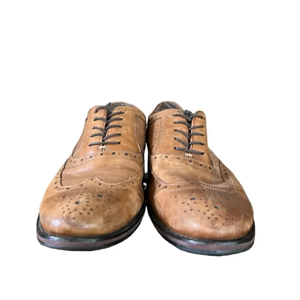 Johnston & Murphy Brown Leather Wingtip Oxford Dress Shoes Men's Size 9‎